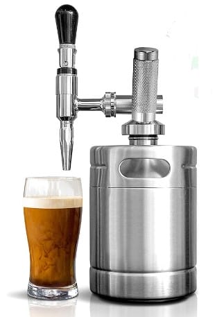 NutriChef Nitro Cold Brew Coffee Maker - Home Brew Coffee Keg, Nitrogen Coffee Machine Dispenser System w/ Pressure Relieving Valve Kit & Stout Creamer Faucet, Stainless steel - NutriChef NCNTROCB10