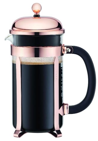 Bodum Chambord French Press Coffee Maker, Glass, 34 Ounce, 1 Liter, Copper