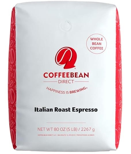 Coffee Bean Direct Italian Roast Espresso, Whole Bean Coffee, 5 Pound Bag