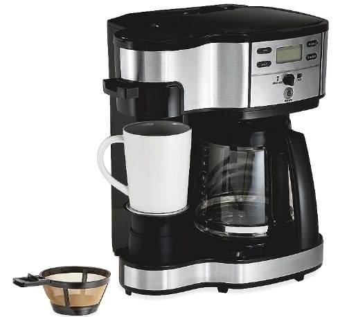 Hamilton Beach 2-Way 12 Cup Programmable Drip Coffee Maker & Single Serve Machine, Glass Carafe, Auto Pause and Pour, Black (49980R)