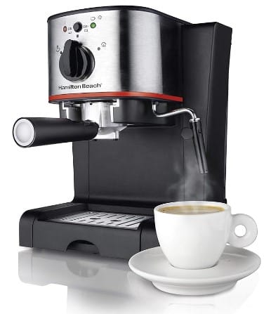 Hamilton Beach Espresso Machine, Latte and Cappuccino Maker with Milk Frother, 15 Bar Italian Pump, Single Cup, Black & Stainless (40792)