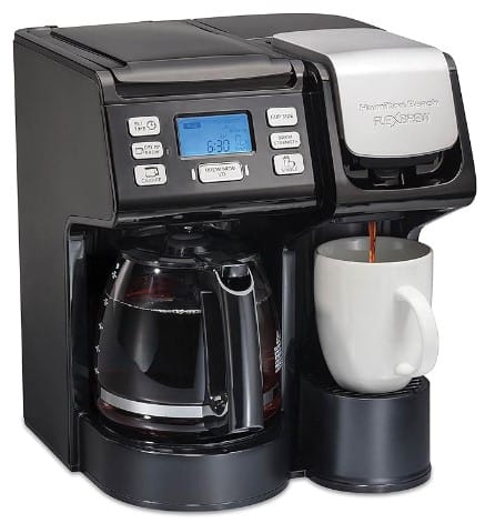 Hamilton Beach FlexBrew Trio 2-Way Coffee Maker, Compatible with K-Cup Pods or Grounds, Single Serve & Full 12c Pot, Permanent Gold-Tone Filter, Black & Silver