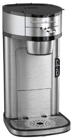 Hamilton Beach The Scoop Single Serve Coffee Maker & Fast Grounds Brewer, Brews in Minutes, 8-14oz. Cups, Stainless Steel