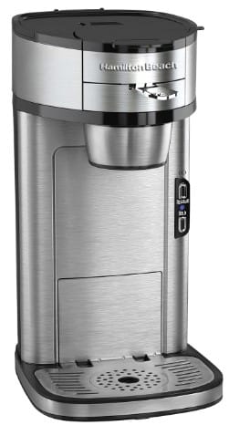 Hamilton Beach The Scoop Single Serve Coffee Maker & Fast Grounds Brewer, Brews in Minutes, 8-14oz. Cups, Stainless Steel