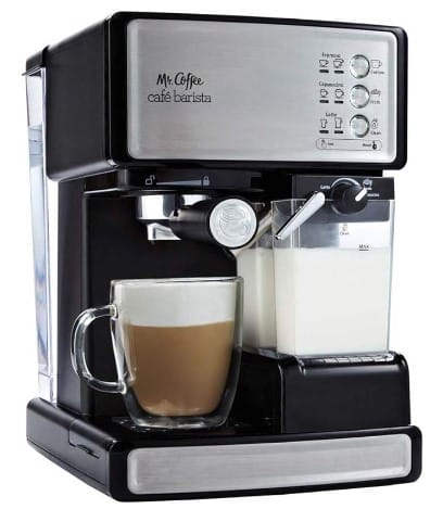 Mr. Coffee Espresso and Cappuccino Machine, Programmable Coffee Maker with Automatic Milk Frother and 15-Bar Pump, Stainless Steel,Silver