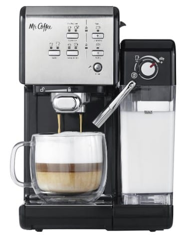 Mr. Coffee Espresso and Cappuccino Machine, Programmable Coffee Maker with Automatic Milk Frother and 19-Bar Pump, Stainless Steel