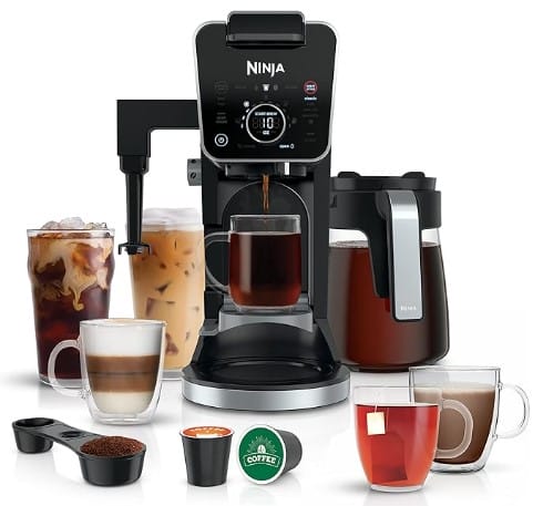 Ninja CFP301 DualBrew Pro Specialty 12-Cup Drip Maker with Glass Carafe, Single-Serve Grounds, compatible with K-Cup pods, with 4 Brew Styles, Frother & Separate Hot Water System, Black