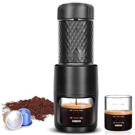 STARESSO Classic Portable Espresso Maker,Unique 2IN1 Travel Coffee Maker,Compatible Capsules and Ground Coffee,Manual Espresso Machine,Hand Press Coffee Maker for Kitchen travel,camping,hiking