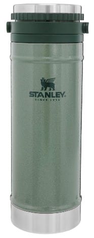 Stanley Travel Mug French Press 16oz with Double Vacuum Insulation, Stainless Steel Coffee Mug, Dishwasher Safe, Hammertone Green